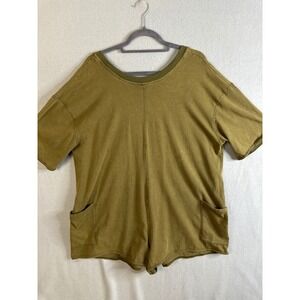 BiB Olive Green Short Sleeve Pocket Romper One Piece Women's XL